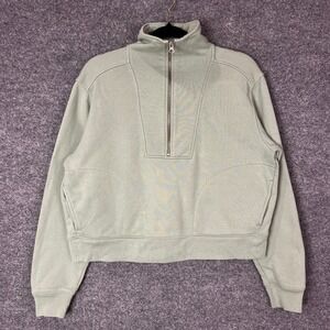 Everlane Quarter Zip Sweatshirt Organic‎ Cotton Light Sage Green XS